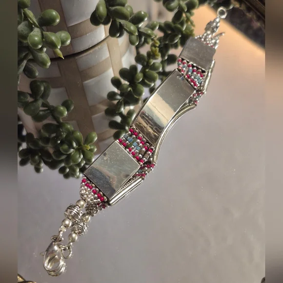 Boho .925 Sterling Silver Turquoise Beaded Bracelet - Picture 8 of 9